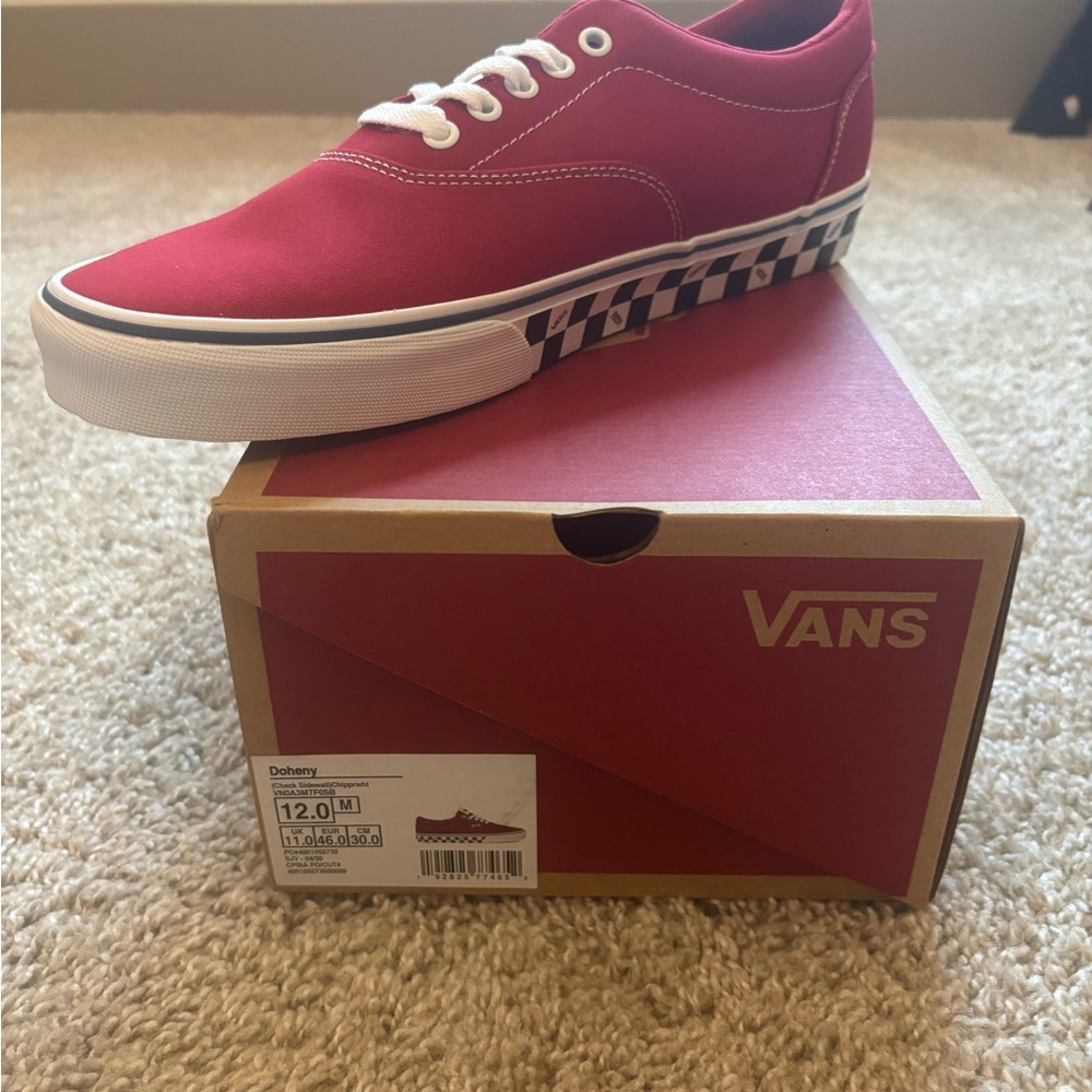 Vans Red Checkerboard Sneakers (new mens size 12)